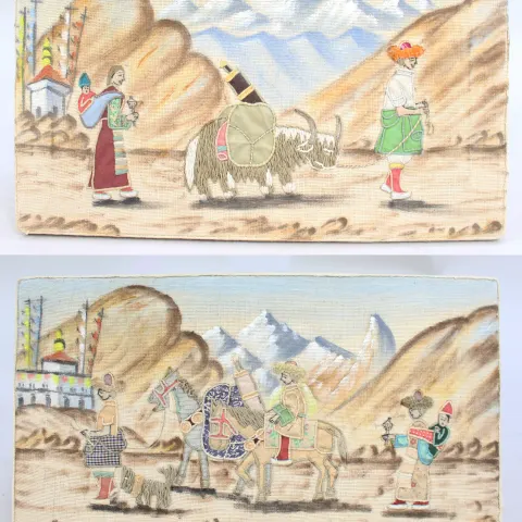 Pair of Indian Gangtok Silk Road Embroideries