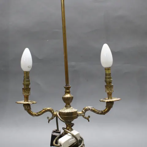 Brass & Onyx Two Light Table Lamp