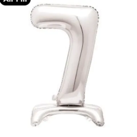 Giant Standing 30″ Foil Balloon – Silver – Number 7