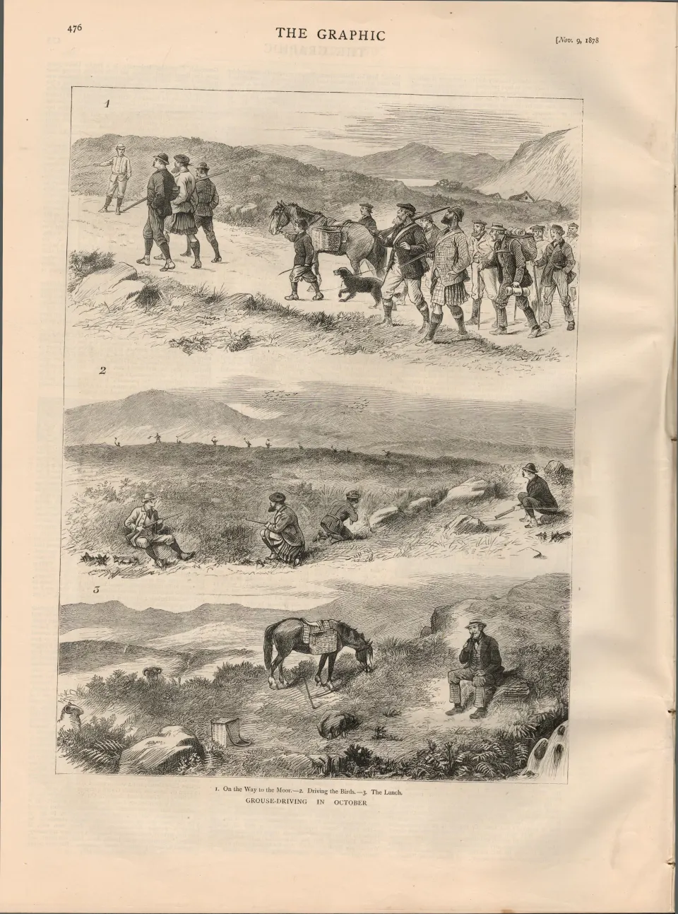 Grouse Shooting In The Highlands Victorian 1878 Antique Newspaper