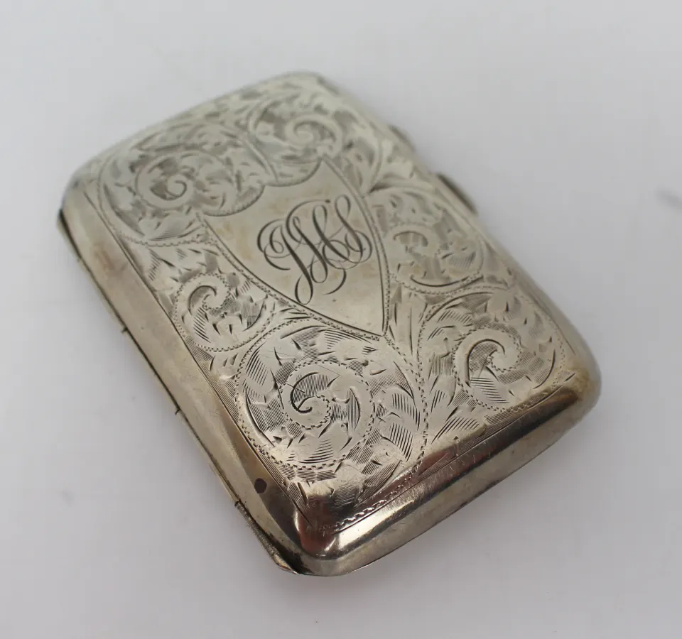 Solid Silver Cigarette Case by Samuel M Levi
