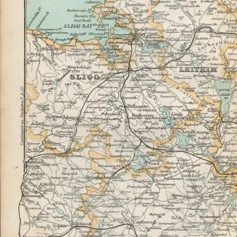 Dublin Meath Roscommon Sligo Leitrim Antique Map 7.