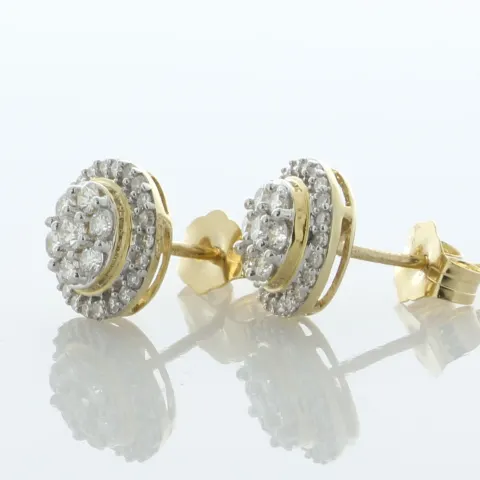 14ct Gold Round Cluster Claw Set Diamond Earring 0.50 Carats
