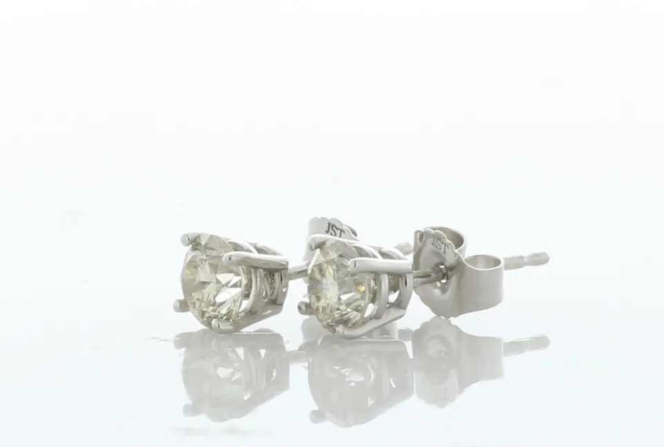 14ct Gold Gallery Set Diamond Earring 0.90 Carats