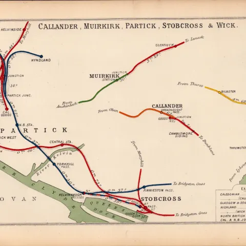 Wick Callander Partick Scotland Detailed Antique Railway Diagram-114.
