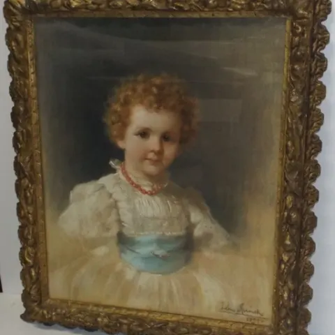 Antique 1897 Pastel Portrait of a Child by Léon Spinick