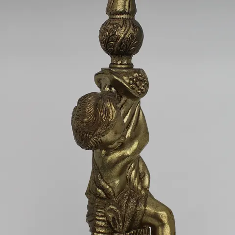 Vintage Brassed & Onyx Cherub Table Lamp