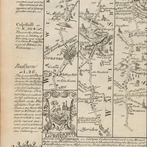 Britannia Depicta E Bowen c1730 Map Towcester, Daventry, Dunchurch, Coventry.