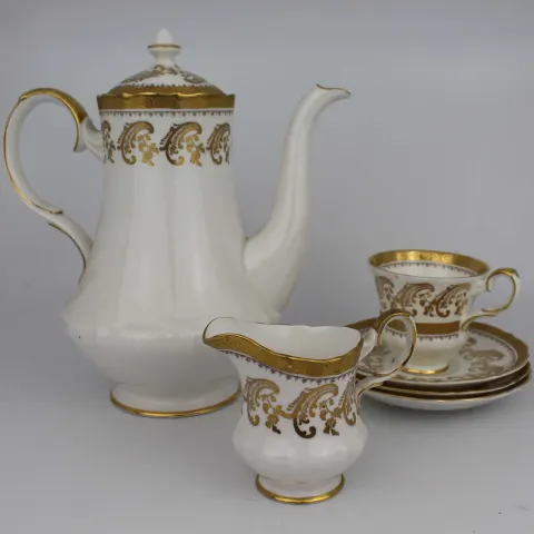 Royal Tuscan White & Gold Tea Pot & Other Service Pieces