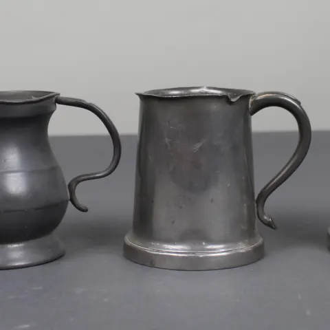 Collection of 5 Antique & Vintage Pewter Tankards