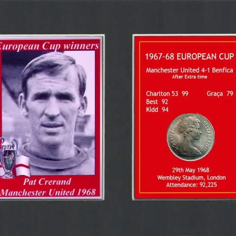 Paddy Crerand Manchester United 1968 European Cup Mounted Coin Metal Art