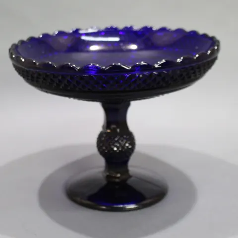Vintage French Bristol Blue Glass Footed Comport