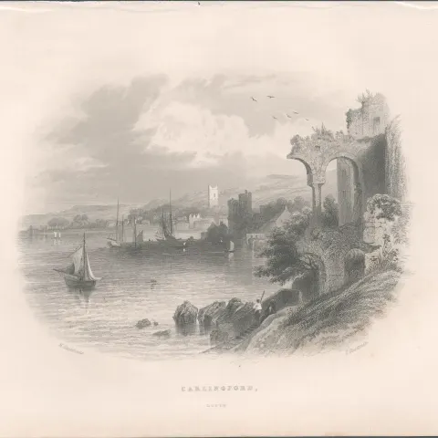 Antique Print 1850’s Carlingford Lough Louth Ireland