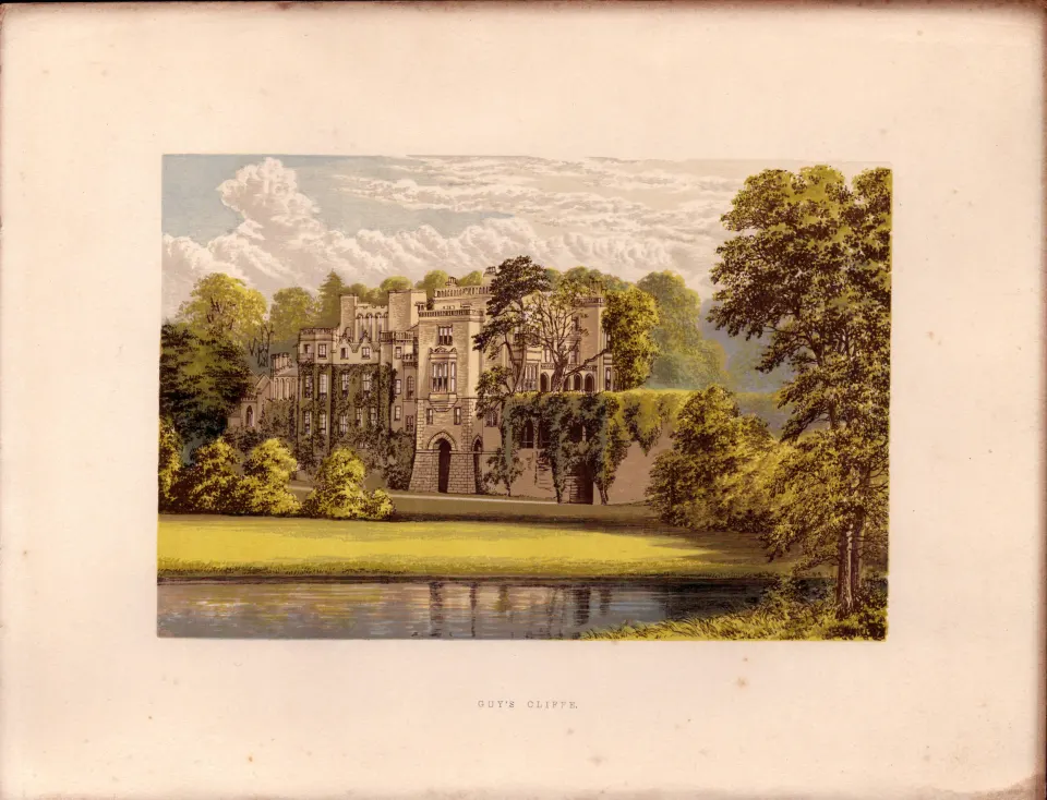 Guys Cliffe Warwick Gilt-Edge Coloured Antique Book Plate.