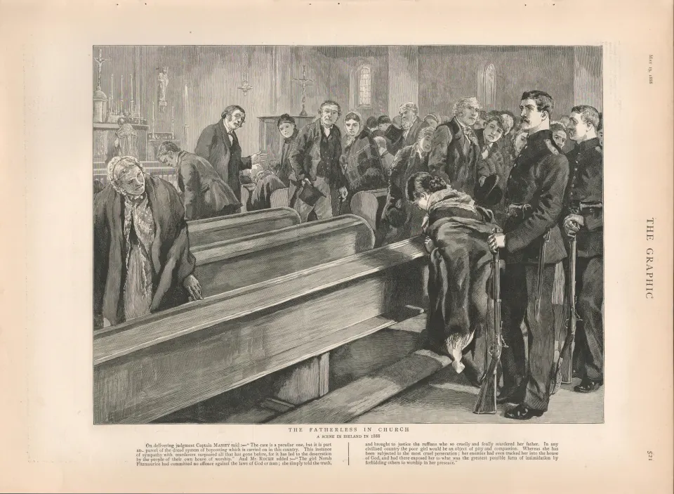 The Fatherless In Church Funeral 1888 Antique Print