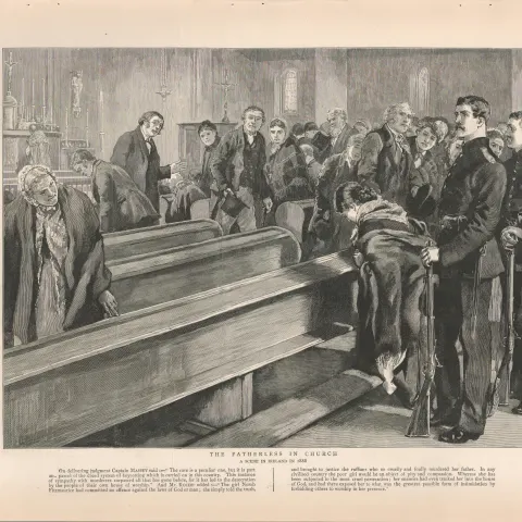 The Fatherless In Church Funeral 1888 Antique Print