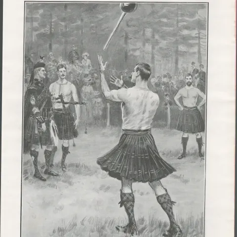 Highland Games Flinging The Hammer  Antique 1902.