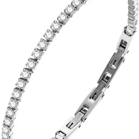 25 x Stainless Steel Diamond-Cut Cubic Zirconia Tennis Bracelet 3mm 8 inches L14a
