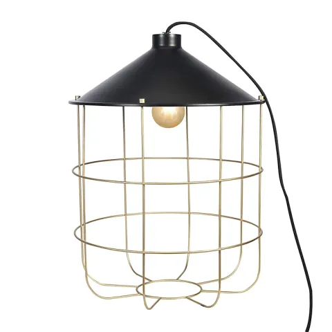 GoodHome Yondair Matt Black Brass effect Table light