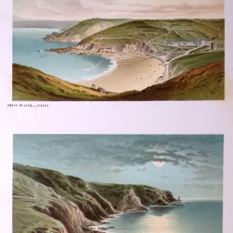 Jersey Greve De Lecq & Plemont Point Victorian Antique Double Print-45