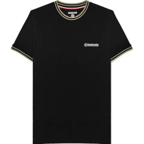 Lambretta Men's Twin Tipped Pique Tee Black - L L29c sku-2626