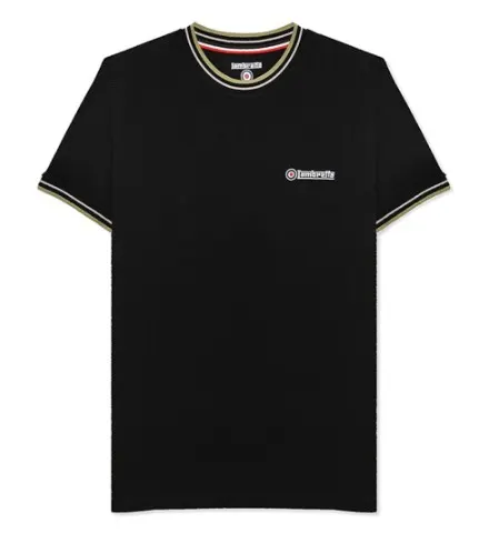 Lambretta Men's Twin Tipped Pique Tee Black - L L29c sku-2626