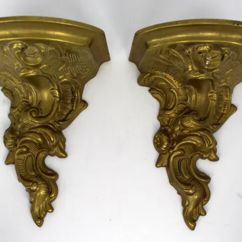 Pair of Vintage Brass Wall Brackets