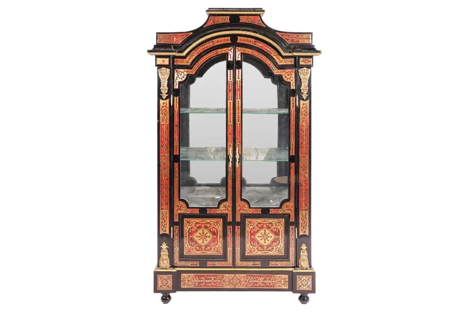 Impressive Boulle Style Glazed Display Cabinet Vitrine