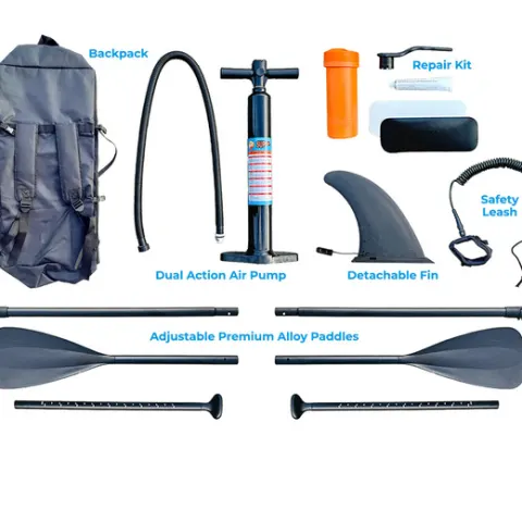 Large 2-Person Inflatable Paddle Board w/ Accessories - Black