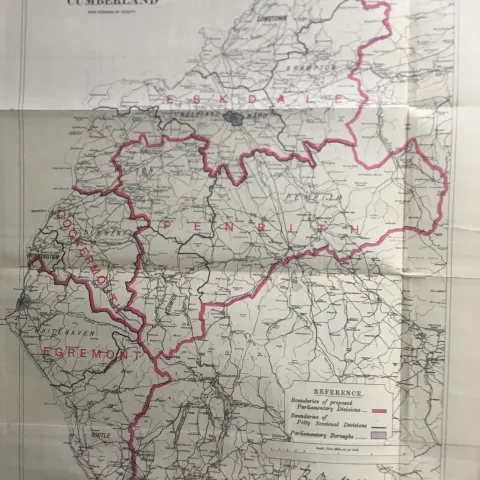Antique 139 Years-Old Scarce Map Lake District Cumbria 1885 Boundary Changes.