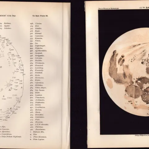 The Moon 11th Day Cycle Antique Balls 1892 Atlas of Astronomy Lithograph Print