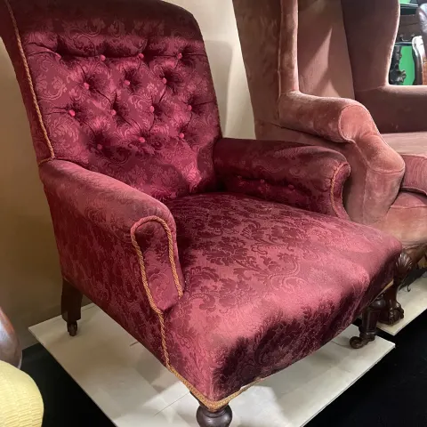 Antique 19th c. Button Back Armchair