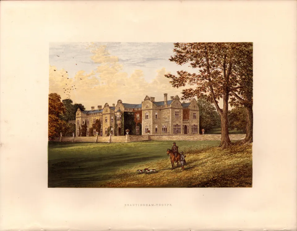Brantingham Thorpe Yorkshire Gilt-Edge Coloured Antique Book Plate.