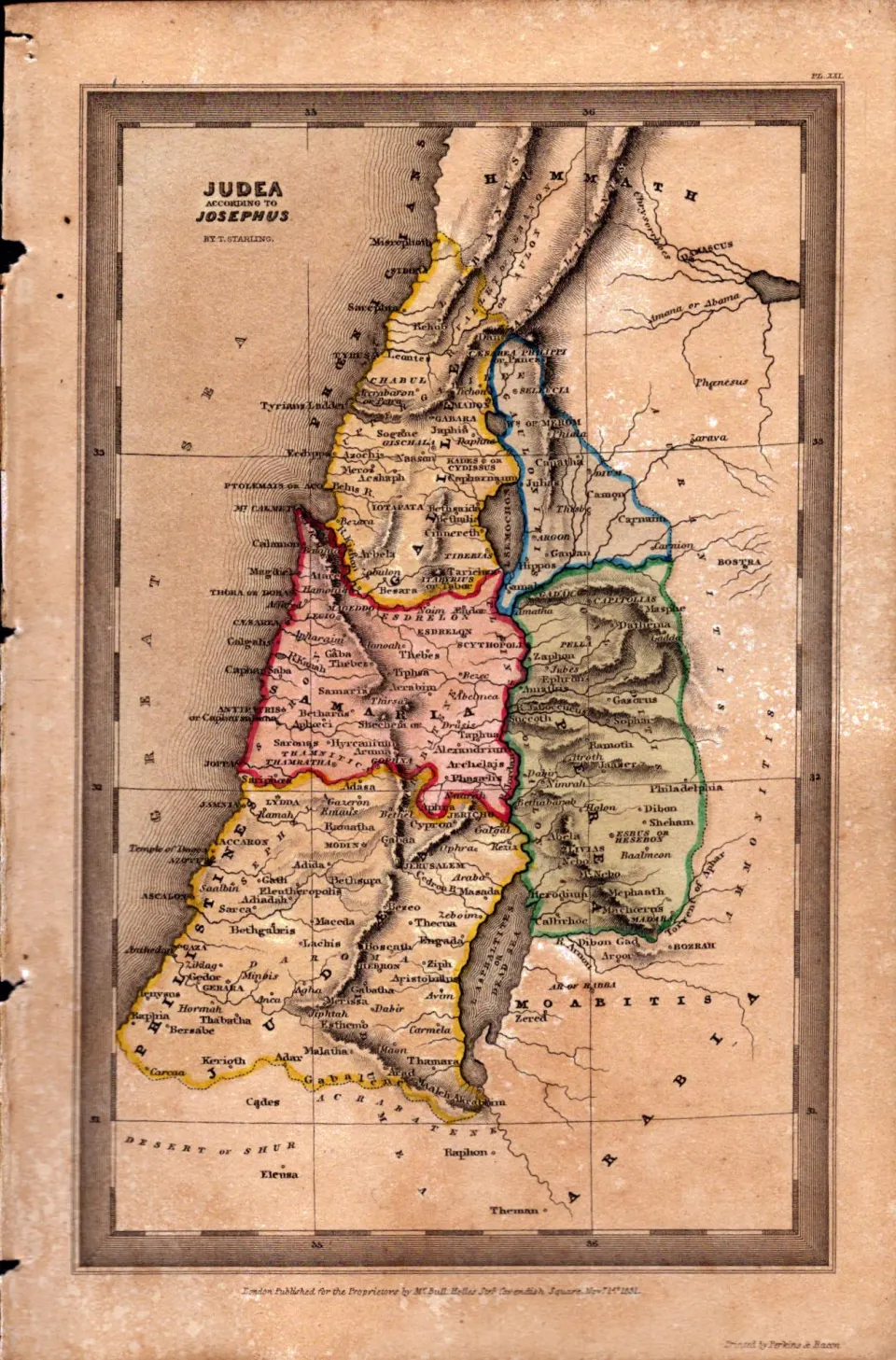 Judea According to Josephus  Antique Biblical William IV Map.