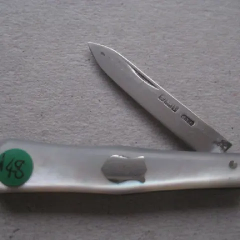 Edwardian Mother of Pearl Hafted Silver Bladed Folding Fruit Knife