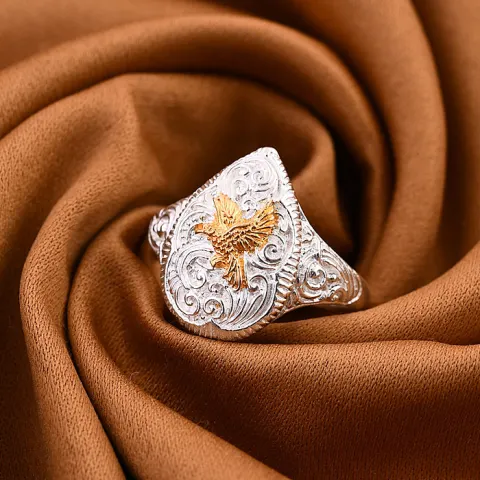 New! Royal Bali Collection Silver & Yellow Gold Overlay Striking Eagle Motif Ring & Pendant