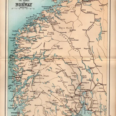 The Fjords of Norway Double Sided Victorian Antique 1898 Map.