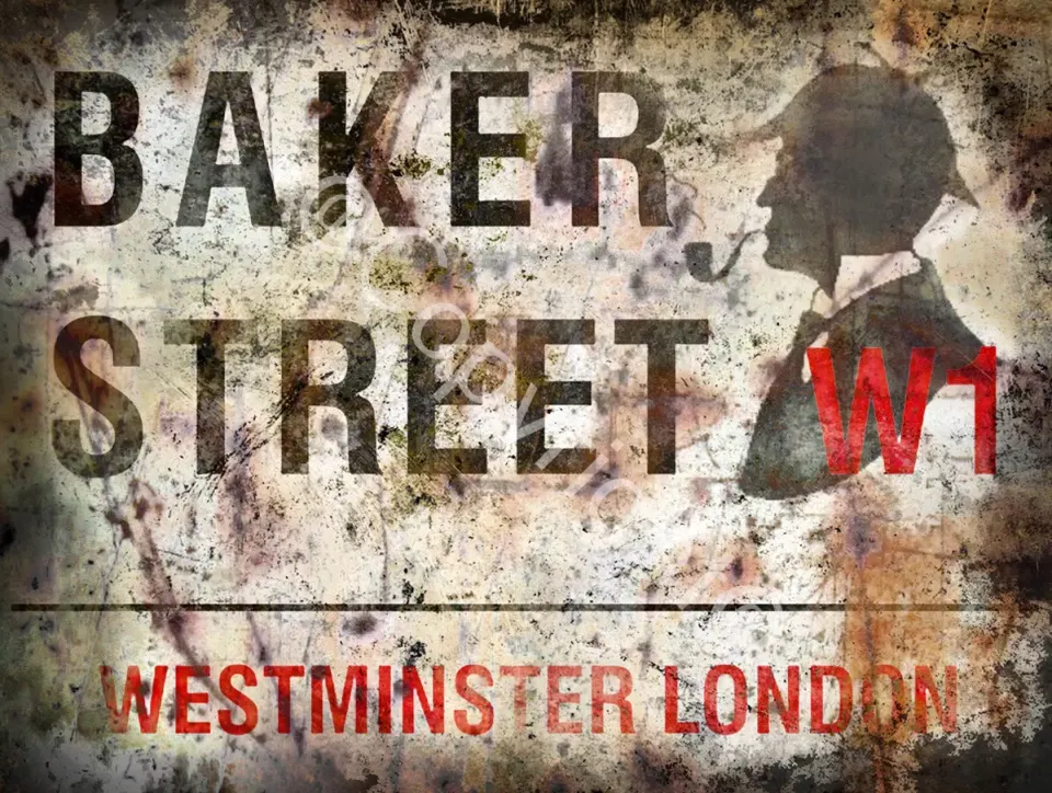 Sherlock Holmes Baker Street Iconic London Landmarks Metal Wall Art