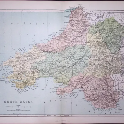 South Wales 150 Years-Old 1875 Coloured Detailed Antique 1875 Map-34
