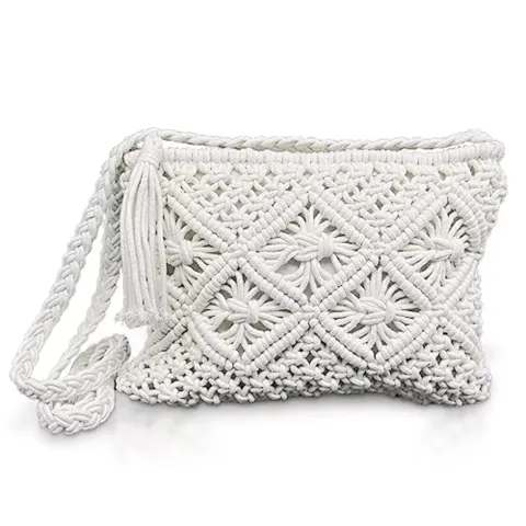 White Women Handmade Cross Body Bag Messenger Bag Lb41 sku-4351