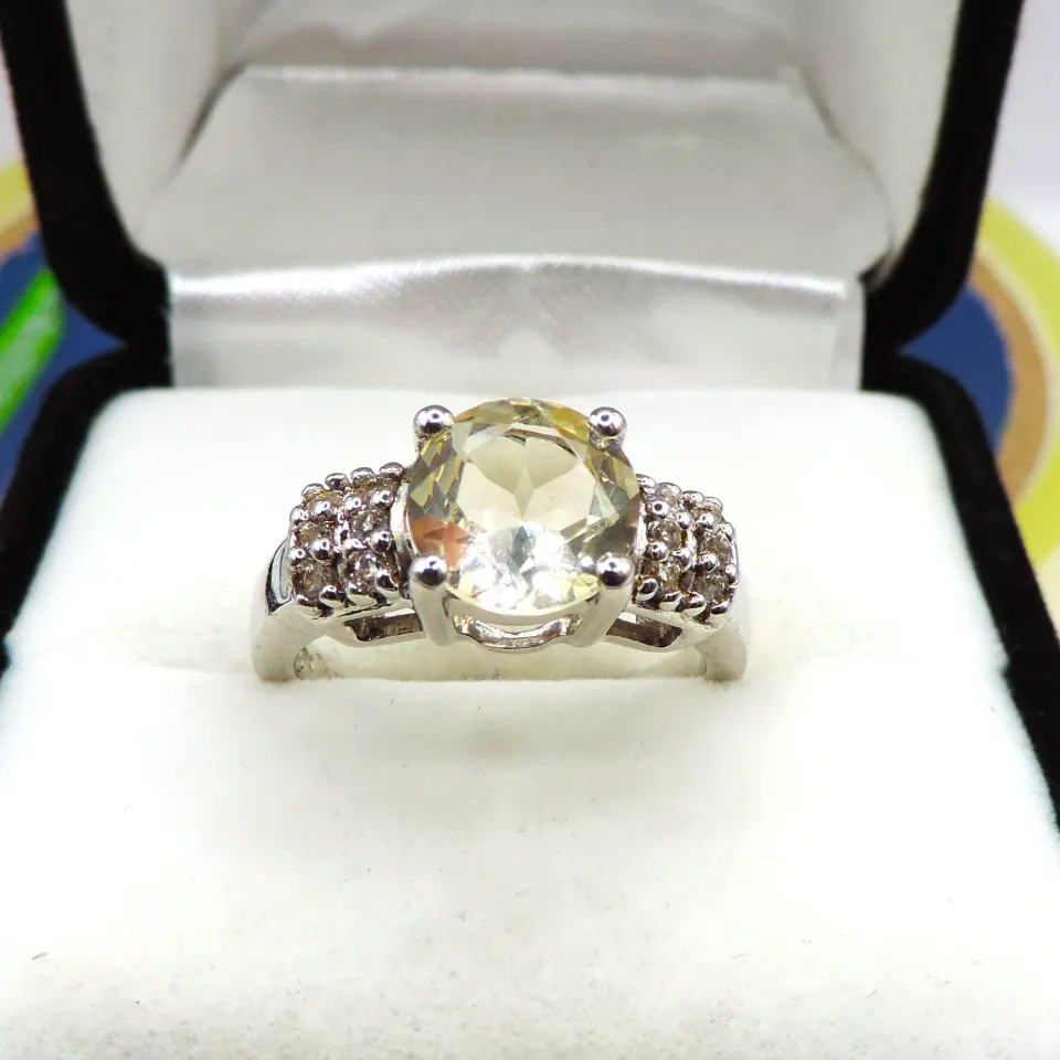  Sterling Silver 2 Carat Citrine Ring New With Gift Pouch