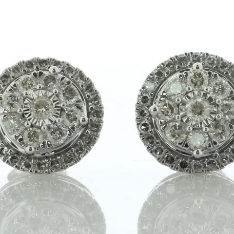 9ct White Gold Round Cluster Diamond Earring 1.00 Carats