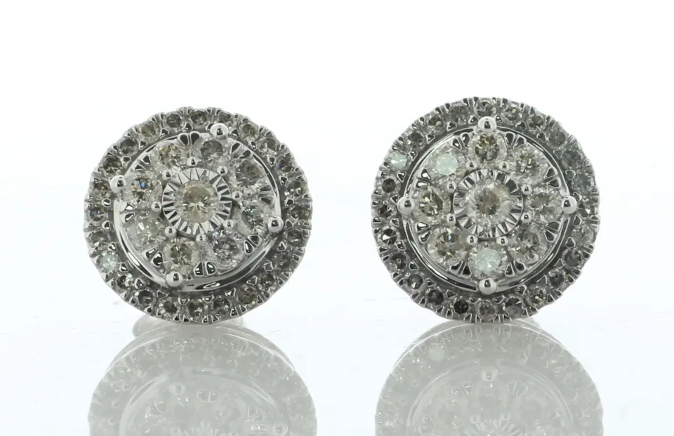 9ct White Gold Round Cluster Diamond Earring 1.00 Carats