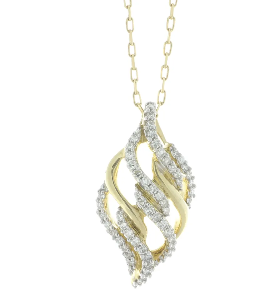 9ct Yellow Gold Round Cluster Diamond Pendant 0.20 Carats