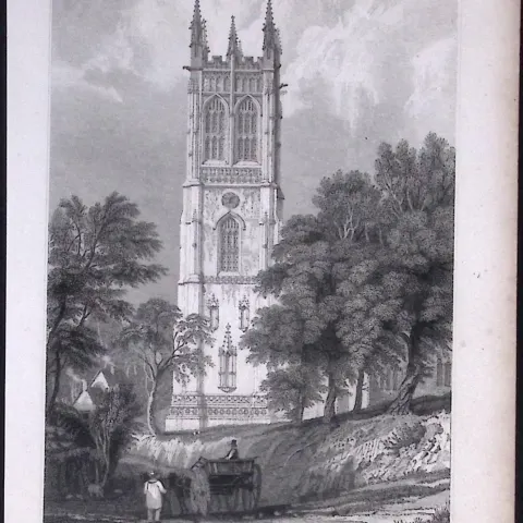Cornwall Truro Tower of Probus Church Antique 193 Years-Old Steel-Engraving-26