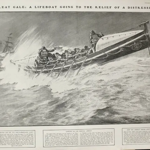 The Great Gale Lifeboats in Action Dover, Norfolk, Blyth P 1901 Antique Print