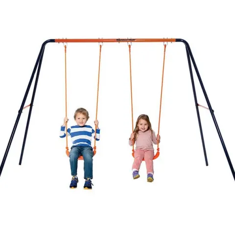 (121/Mez) RRP £79. Hedstrom Gemini Double Swing. Dimensions: (H180x W272x D156cm).