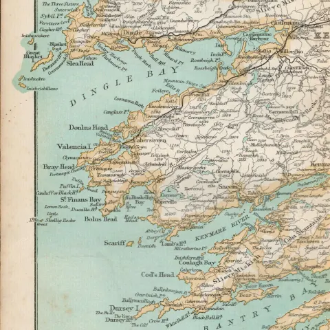 Cork Kerry Kenmare Clare Limerick Antique Map 19.