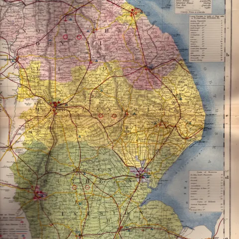 The County of Lincolnshire Large Victorian Letts 1884 Antique Coloured Map.