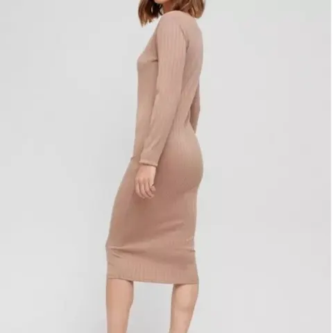 Job Lot | Brand New Stock | Brave Soul Jersey Rib Long Sleeve Midi Dress Camel RRP £32